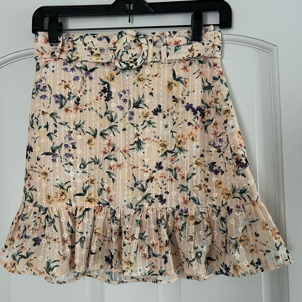 REVOLVE Floral Mini Skirt with Ruffle Hem